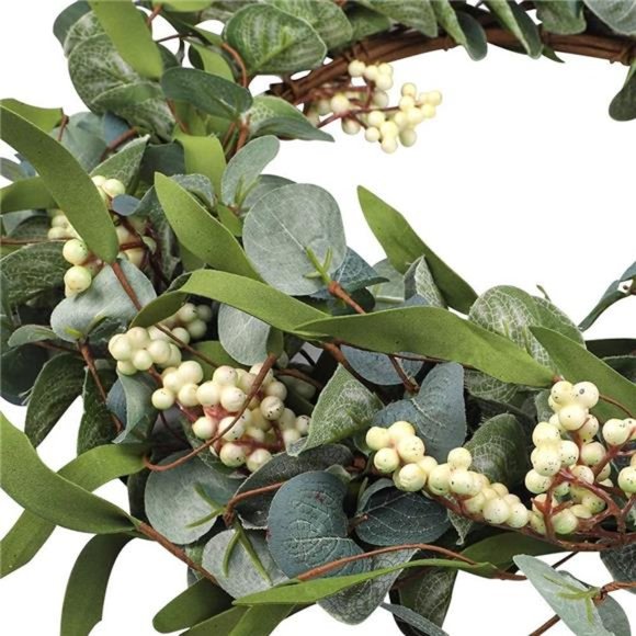 Artificial Eucalyptus Wreath for Front Door 20in,Spring Summer Green Leaf Wreath - Picture 3 of 7